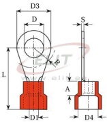 Kaabliking kraega R 8.4 r, 0.5..1.5mm² M8, ø8.4 L26.8, -25..75°C, PVC, 100pcs/pck, punane