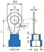 Kaabliking kraega R 3.7 b, 1.5..2.5mm² M3.5, ø3.7 L19.5, -25..75°C, PVC, 100pcs/pck, sinine