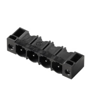 PCB Plug-in Connector SL 7.62HP/06/90F 3.2 SN BK BX, male header, flange, THT solder connection, 7.62mm, 6P, 90°, solder pin 3.2mm, tinned, black