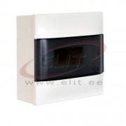 Pinnapealne jaotuskilp Practibox S, 8M, 63A 230/400VAC, PEN 6+6| 1.5..16mm², 256x226x100, IP40 IK07 cl.II, valge - uks suitsuklaas