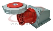 PP jõupesa, 3P+N+E 125A 415VAC, kompl. läbiviik M50x1.5, IP67, MaxPro, punane