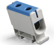Hargnemisklemm Al/Cu UK35/1N, 1P (2holes) 2.5-35mm² 120/135A 1000VAC/ 1500VDC, Hex4 3Nm 2.5..16mm²/ 6Nm 25..35mm², TS35, sinine