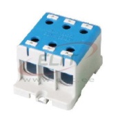 Hargnemisklemm Al/Cu UK95/3N, 1P (6holes) 16-95mm² 440/490A 1000VAC/ 1500VDC, Hex6 12N 6..25mm²/ 22Nm 35..95mm², TS35/ panel mount, sinine