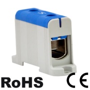 Hargnemisklemm Al/Cu UK150/1N, 1P (2holes) 35-150mm² 290/320A 1000VAC/ 1500VDC, Hex6 14Nm 25..50mm²/ 35Nm 70..150mm², TS35/ panel mount, MaxPro, sinine