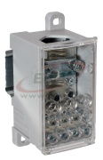 Jaotusklemm Al/Cu PVB 250-3/8, 150/185mm²/ 3x 35mm², 8x16mm², 250A 1000VAC/DC, kompl. markerid, TS35, paigaldusplaat, hall