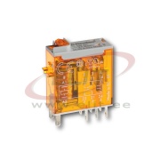 Relee 46.52, 2CO (DPDT) 8/15A 250/440VAC, cv 48VDC, lockable test button, mechanical indicator, 5mm pin pitch, PCB mount, TS35 sockets (97.P2/02/52)