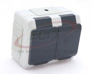 PP Pistikupesa Nortic, puutekindel, 2x 2P+E 16A 250VAC, vedruklemm, IP44, hall