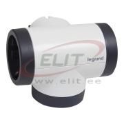 Jätkupesa, T-kujuline 2x 2P+E Schuko 16A 230V, 1x  2USB Type A ja 15W Type C, valge-tumehall