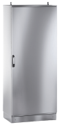 Roostevaba teraskapp E MOX, 600Wx1800Hx400D, monobloc, plain door, mounting plate, lever-operated double bar locking w. 3mm double-bit insert, modular adj. cable entry w. sealing gasket, silicone seal, AISI 304L, IP66 IK10, Nema12