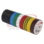 Isoleerteip, 15mm x 10m, dielectric strength 40kV/mm, PVC, UV resistant, water resistant, -25..90°C, 10 pcs. mix