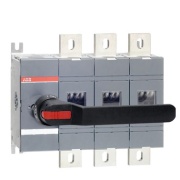 OT1000E03P| Switch-disconnector, 1000A 3x 415VAC, front operated, base mounted, black IP65 handle, shaft, terminal bolt kit included