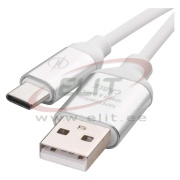 Ühenduskaabel 1m, HighSpeed USB Type-A 2.0 - USB Type-C 2.0, kiirus 480Mbit/s, valge, Emos