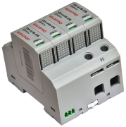 Liigpingepiirik V20-4+FS-275, T2, Uc 275VAC, discharge current (8/20μs)| Imax 40kA ^In 20kA, Up ≤1.5kV, tA ≤25ns, FS 0.5A 250VAC/ 3A 30VDC| 1.5mm2, 2.5..25mm², TN-S,  VDE, TÜV, CB, CE, MaxPro
