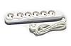 Pikendusjuhe Quattro, 6x 2P+E Schuko 3600W 16A 250VAC, 3m kaabel 3x 1.5mm², valge