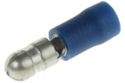 Bullet Connector Kog m 5 b, male, insulated, 1.5..2.5mm² 300V, D5mm, -25..75°C, PVC, brass, 100pcs/pck, blue