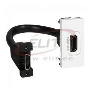 Socket Mosaic, mech.| HDMI 1.4 type A, preterminated, 1M, white