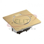 Floor Socket Box Arteor/Mosaic, square, 1x 2M, white LED, 180° opening flap, IP44 IK08, golden brushed