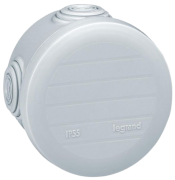 Plastic Box Plexo, Ø70x45D 4glands ø4..20mm cable/tube, -25..40°C, PS/PS, IP55 IK07, white