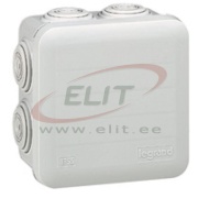 Plastic Box Plexo, 105Wx105Hx55D, 7glands ø4..25mm cable/tube,  -25..40°C, PS, cover with 4x ¼ turn lock screw, temp. resistance 650°C, IP55 IK07, white