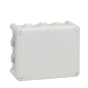 Plastic Box Plexo, 155Wx110Hx74D, 10glands ø4..25mm cable/tube, -25..40°C, PS, cover with 4x ¼ turn lock screw, temp. resistance 750°C, IP55 IK07, grey
