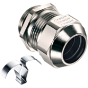 Cable Gland Progress EMC easyConnect, M20x1.5, ø8..15mm, thread 6mm, ss 1.4310 contact spring, -60..100°C, nickel-plated brass ^TPE, incl. NBR O-ring ^2piece sealing insert, CE/IEC/VDE/UL/EAC, IP68/69