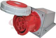 SM Industrial Socket, 3P+N+E 63A 415VAC, inc. CG M40x1.5, IP67, MaxPro, red