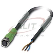 Sensor/actuator Cable SAC-3P-1.5-PUR/M8FS, M8 3pin socket », 4A 48VAC/ 60VDC, -25..90°C, L1.5m PUR cable, IP68, Phoenix, black