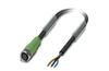 Sensor/actuator Cable SAC-3P-1.5-PUR/M8FS, M8 3pin socket », 4A 48VAC/ 60VDC, -25..90°C, L1.5m PUR cable, IP68, black