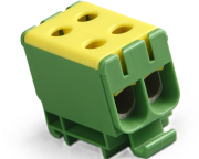 Tapping Terminal Block Al/Cu UK35/2PE, 1P (4holes) 2.5-35mm² 240/270A 1000VAC/ 1500VDC, Hex4 3Nm 2.5..16mm² ^6Nm 25..35mm², TS35, yegr