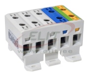 Universal Terminal Block Al/Cu UK16/3x1A^1N^1PE, 5P (2holes) 1.5-16mm² 75/82A 1000VAC/ 1500VDC, Hex4 1.5Nm 1.5mm²/ 3.5Nm 2.5..6mm²/ 7Nm 10..16mm², TS35, grey ^blue ^yegr
