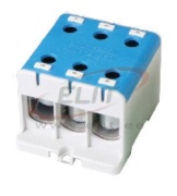 Tapping Terminal Block Al/Cu UK150/3N, 1P (6holes) 35-150mm² 580/640A 1000VAC/ 1500VDC, Hex6 14Nm 25..50mm²/ 35Nm 70..150mm², TS35/ panel mount, MaxPro, blue