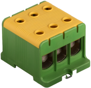 Tapping Terminal Block Al/Cu UK150/3PE, 1P (6holes) 35-150mm² 580/640A 1000VAC/ 1500VDC, Hex6 14Nm 25..50mm²/ 35Nm 70..150mm², TS35/ panel mount, MaxPro, yegr
