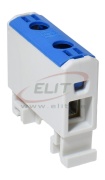 Universal Terminal Block Al/Cu UK16/1N, 1P (2holes) 1.5-16mm² 75/82A 1000VAC/ 1500VDC, Hex4 1.5Nm 1.5mm²/ 3.5Nm 2.5..6mm²/ 7Nm 10..16mm², TS35, blue