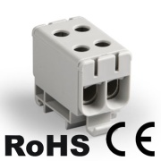 Tapping Terminal Block Al/Cu UK50/2A, 1P (4holes) 2.5-50mm² 290/320A 1000VAC/ 1500VDC, Hex5 4Nm 2.5..4mm²/ 12Nm 6..50mm², TS35, MaxPro, grey