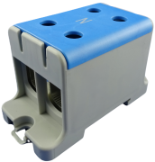 Tapping Terminal Block Al/Cu UK95/2N, 1P (4holes) 16-95mm² 440/490A 1000VAC/ 1500VDC, Hex6 12N 6..25mm²/ 22Nm 35..95mm², TS35/ panel mount, blue