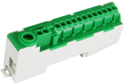 PE-terminal PE14-S, 12x1.5/2.5mm² plug-in ^2x2.5/4mm² plug-in ^1x16/25mm² screw| 3Nm, 80A 690V, touch-proof, TS35, green