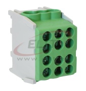 Main Terminal Block Al/Cu HLAK 25-1/4 M2, 2x 25/16mm²/ 4x 16/10mm², 130/100A 1000VAC/DC, 2.5/2Nm, TS35, green