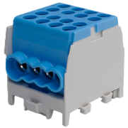Main Terminal Block Al/Cu HLAK 25-1/6 M2, 2x 25/16mm²/ 6x 16/10mm², 130/100A 1000VAC/DC, 2.5/2Nm, TS35, blue