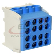 Main Terminal Block Al/Cu HLAK 25-1/6 M2, 2x 25/16mm²/ 6x 16/10mm², 130/100A 1000VAC/DC, 2.5/2Nm, TS35, blue