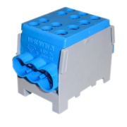 Main Terminal Block Al/Cu HLAK 35-1/4 M2, 2x 35/25mm²/ 4x 25/16mm², 160/125A 1000VAC/DC, 3.5/2.5Nm, TS35, blue