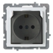 Socket Touran, mech.| 2P+E Schuko, cover, 16A 250VAC, flush mount, white