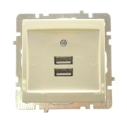 Socket Touran, mech.| 2x USB charger, 2.1A 5V, flush mount, beige