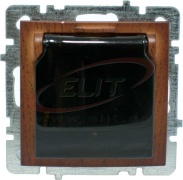 Socket Touran, mech.| 2P+E Schuko, cover, 16A 250VAC, flush mount, cherry