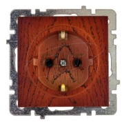 Socket Touran, mech.| 2P+E Schuko shuttered, 16A 250VAC, flush mount, cherry