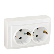 SM Socket Themis, 2x 2P+E Schuko, 16A 250VAC, white