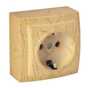 SM Socket Themis, 2P+E Schuko, 16A 250VAC, maple