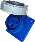 PM Industrial Flange Socket, 1P+N+E 16A 415VAC, straight, IP67, MaxPro, blue