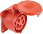 PM Industrial Flange Socket, 3P+N+E 16A 415VAC, IP44, MaxPro, red