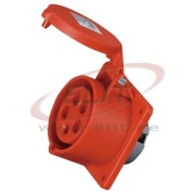 PM Industrial Flange Socket, 3P+N+E 16A 415VAC, IP44, MaxPro, red