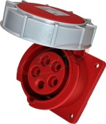 PM Industrial Flange Socket, 3P+N+E 16A 415VAC, straight, IP67, MaxPro, red
